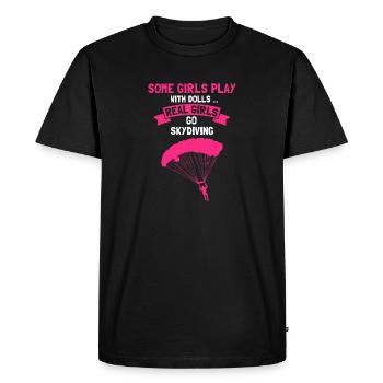 Some GIRLS Play With Dolls Real Girls Go Skydiving - Men's Premium Organic T-Shirt - black - Front - Nico (187cm)