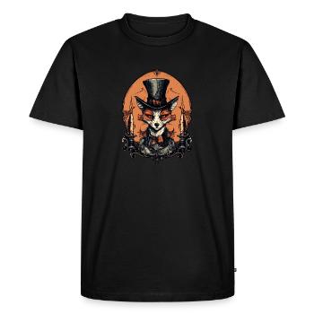 Renard gothique avec chapeau haut de forme - T-shirt Premium bio Homme - noir - Devant - Nico (187cm)