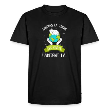 sauvons la terre - T-shirt Premium bio Homme - noir - Devant - Nico (187cm)