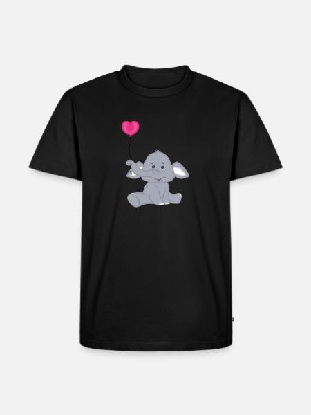Bébé éléphant avec montgolfière coeur - T-shirt Premium bio Homme - noir