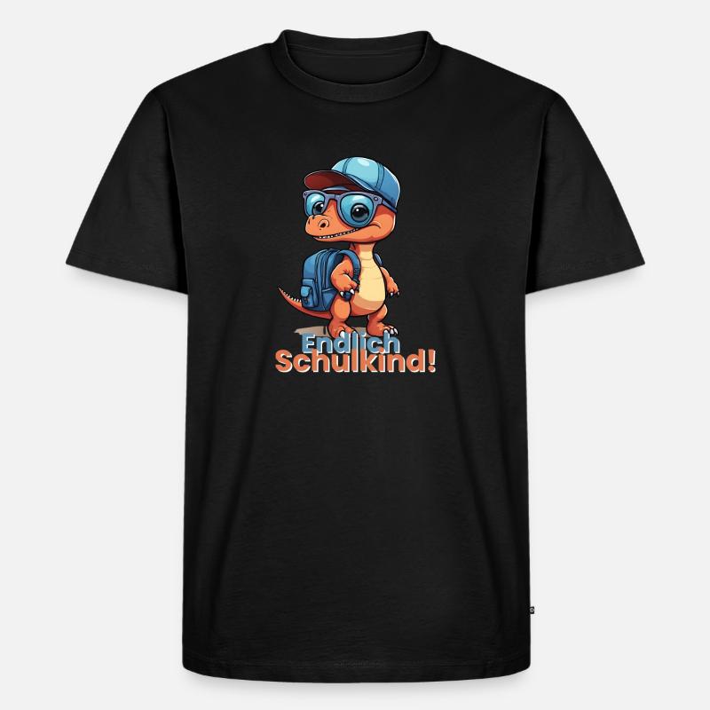 Endlich Schulkind Schulstart Schulanfang Spruch - Männer Premium Bio T-Shirt - Schwarz