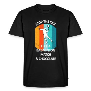 Badminton Badminton Badminton Player Chocolate - Men's Premium Organic T-Shirt - black - Front - Nico (187cm)