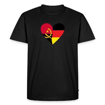 Angola Germany Heart - Men's Premium Organic T-Shirt - black - Front - Nico (187cm)