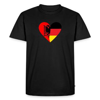 Albania Germany Heart - Men's Premium Organic T-Shirt - black - Front - Nico (187cm)
