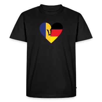 Barbade Allemagne Cœur - T-shirt Premium bio Homme - noir - Devant - Nico (187cm)