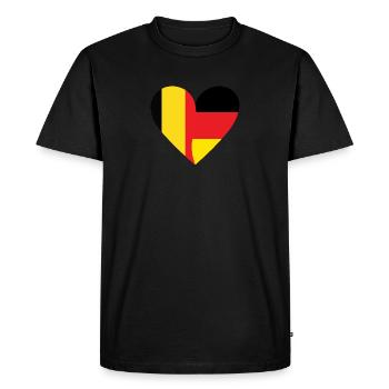 Belgique Allemagne Cœur - T-shirt Premium bio Homme - noir - Devant - Nico (187cm)