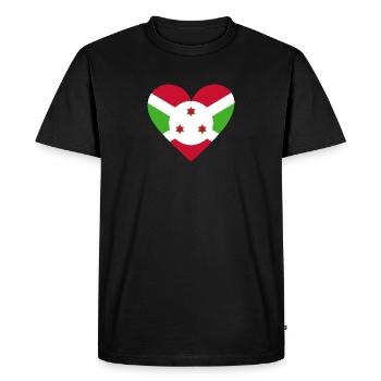 Burundi Cœur - T-shirt Premium bio Homme - noir - Devant - Nico (187cm)