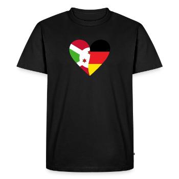 Burundi Allemagne Cœur - T-shirt Premium bio Homme - noir - Devant - Nico (187cm)