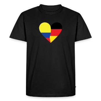 Colombia Germany Heart - Men's Premium Organic T-Shirt - black - Front - Nico (187cm)