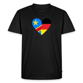 République démocratique du Congo Allemagne Cœur - T-shirt Premium bio Homme - noir - Devant - Nico (187cm)