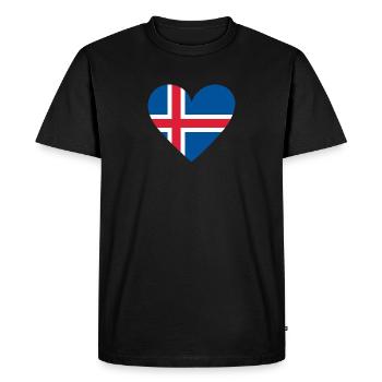 Islande Cœur - T-shirt Premium bio Homme - noir - Devant - Nico (187cm)