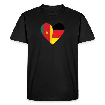 Cameroun Allemagne Cœur - T-shirt Premium bio Homme - noir - Devant - Nico (187cm)