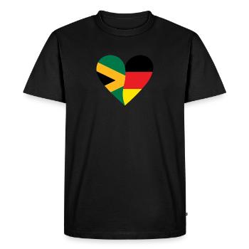 Jamaïque Allemagne Cœur - T-shirt Premium bio Homme - noir - Devant - Nico (187cm)