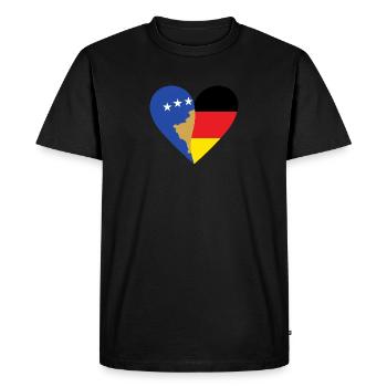 Kosovo Germany Heart - Men's Premium Organic T-Shirt - black - Front - Nico (187cm)