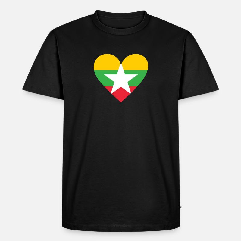 Myanmar Heart - Männer Premium Bio T-Shirt - Schwarz