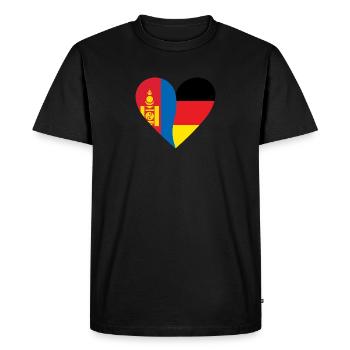 Mongolie Allemagne Cœur - T-shirt Premium bio Homme - noir - Devant - Nico (187cm)