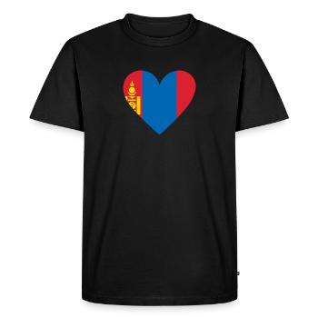 Mongolia Heart - Men's Premium Organic T-Shirt - black - Front - Nico (187cm)