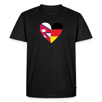 Népal Allemagne Cœur - T-shirt Premium bio Homme - noir - Devant - Nico (187cm)