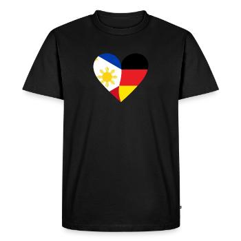 Philippines Allemagne Cœur - T-shirt Premium bio Homme - noir - Devant - Nico (187cm)