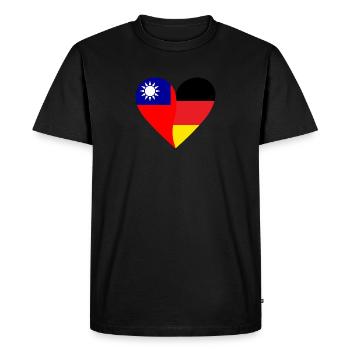 Taiwan Germany Heart - Men's Premium Organic T-Shirt - black - Front - Nico (187cm)