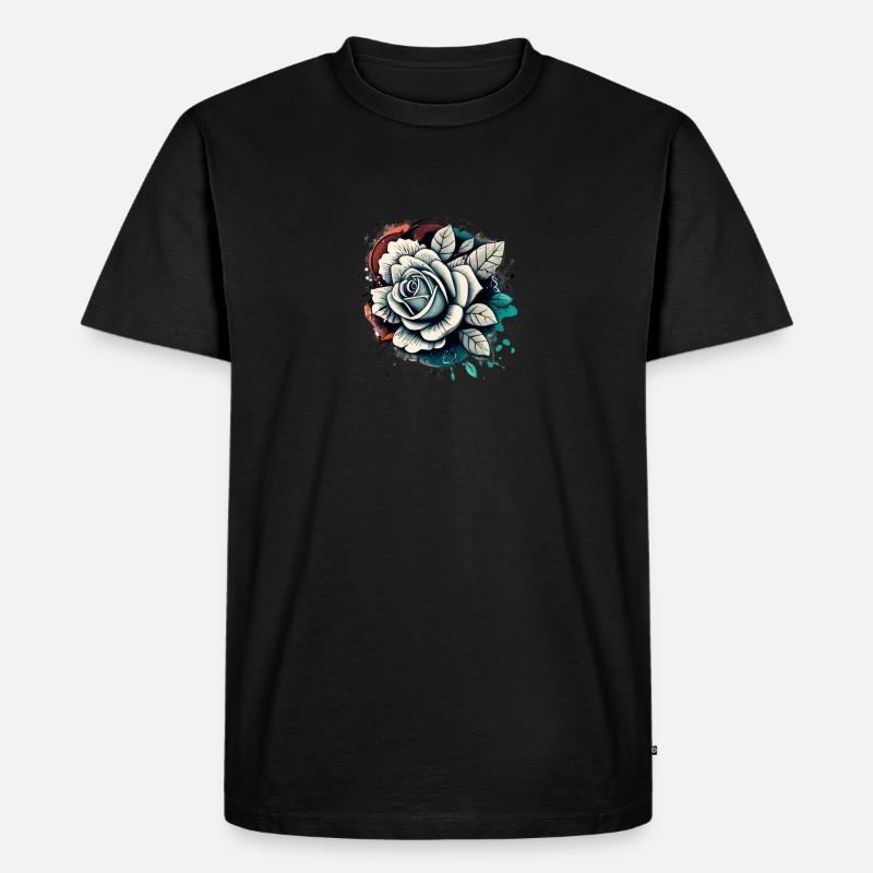 Conception vectorielle de rose blanche - T-shirt Premium bio Homme - noir