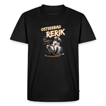 Baltic Sea Resort Rerik Funny Seagull with Anchor - Men's Premium Organic T-Shirt - black - Front - Nico (187cm)