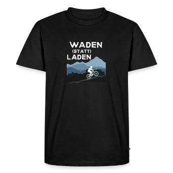 Waden statt Laden -ohne Akku fahren - Radfahrer - Männer Premium Bio T-Shirt - Schwarz - Vorne - Nico (187cm)