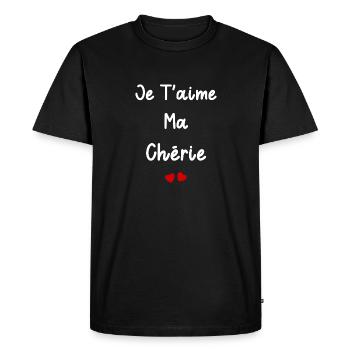 je t'aime ma Chérie - T-shirt Premium bio Homme - noir - Devant - Nico (187cm)