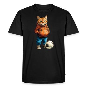 Chat de football - T-shirt Premium bio Homme - noir - Devant - Nico (187cm)