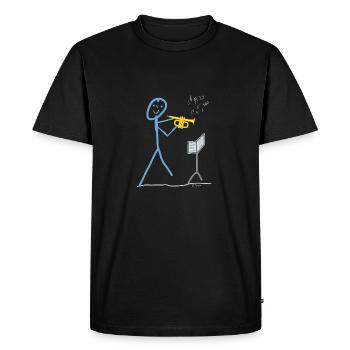 Trumpet Music Stick figure Plays melody - Men's Premium Organic T-Shirt - black - Front - Nico (187cm)
