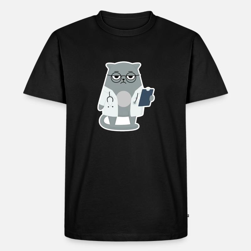 Cat Grumpy Arzt - Katze - Männer Premium Bio T-Shirt - Schwarz