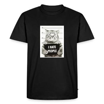 Le chat déteste les gens - T-shirt Premium bio Homme - noir - Devant - Nico (187cm)