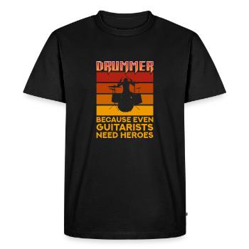 Batteur parce que même les guitaristes ont besoin de héros - T-shirt Premium bio Homme - noir - Devant - Nico (187cm)