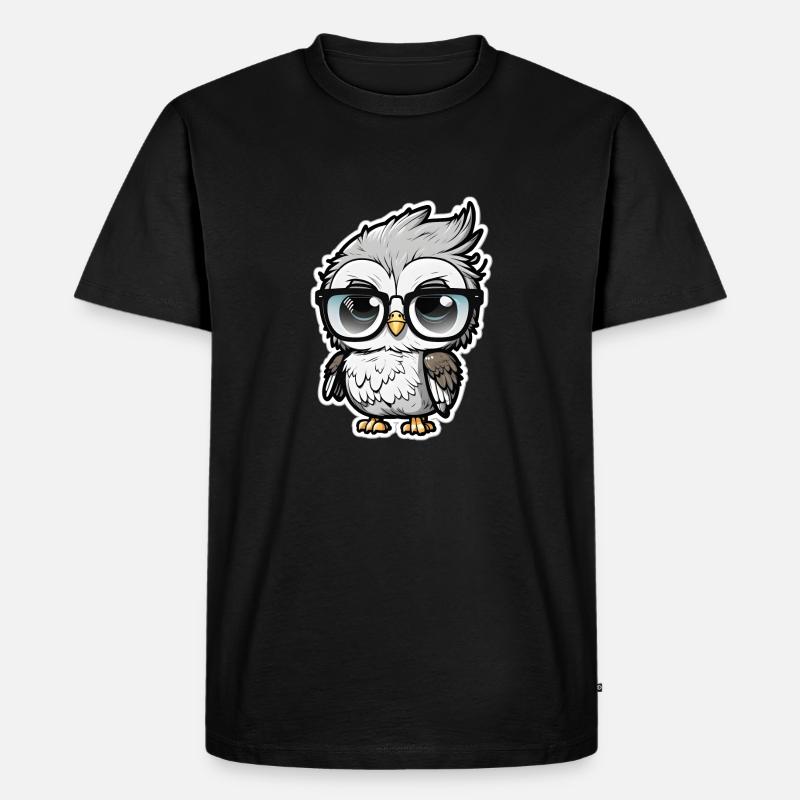 coole Eule mit Sonnenbrille - Männer Premium Bio T-Shirt - Schwarz