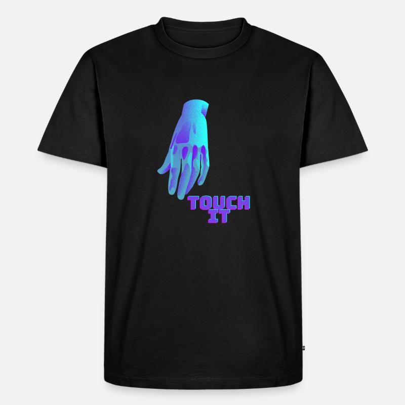 Touch It - blaue Hand - Männer Premium Bio T-Shirt - Schwarz