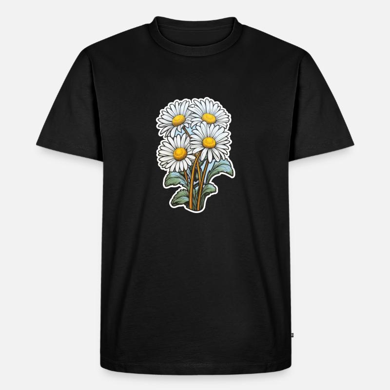 Gänseblümchen 4 Blüten - Männer Premium Bio T-Shirt - Schwarz