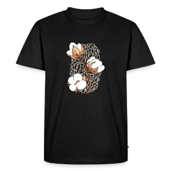 Élément ornemental avec brindille de coton fleurie - T-shirt Premium bio Homme - noir - Devant - Nico (187cm)