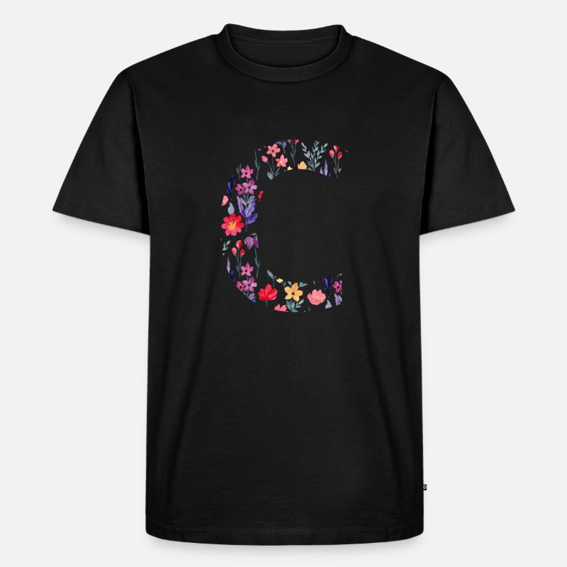 Personalisierter Blumenbuchstabe c - Geschenkidee - Männer Premium Bio T-Shirt - Schwarz