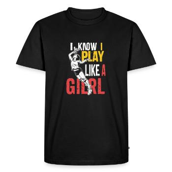 I Know I Play Like A Girl Volleyball for Teen Girl - Men's Premium Organic T-Shirt - black - Front - Nico (187cm)