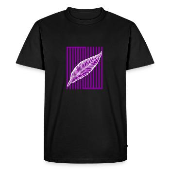 Feather on vertical bar - Men's Premium Organic T-Shirt - black - Front - Nico (187cm)
