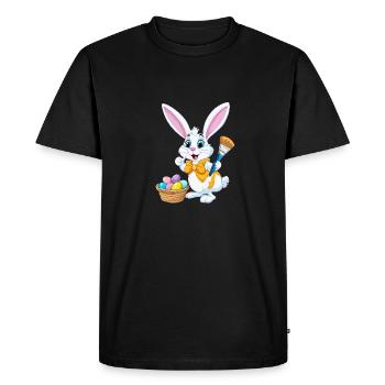 Lapin de Pâques avec des œufs de Pâques - T-shirt Premium bio Homme - noir - Devant - Nico (187cm)