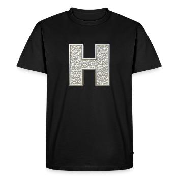 H, lettre, lettre H, initiale, initiale H, monogramme, - T-shirt Premium bio Homme - noir - Devant - Nico (187cm)