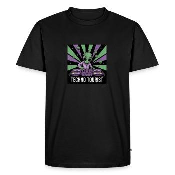 Techno Touriste Alien DJ Rave EDM Festival Tenue - T-shirt Premium bio Homme - noir - Devant - Nico (187cm)
