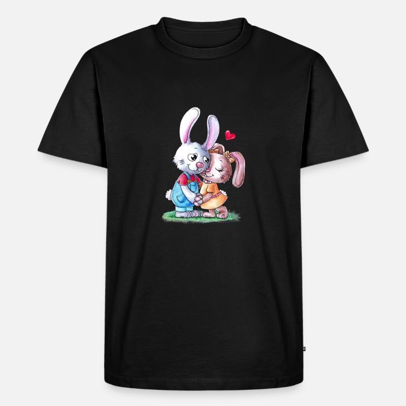 Süßes Comic Osterhasen Paar - Männer Premium Bio T-Shirt - Schwarz