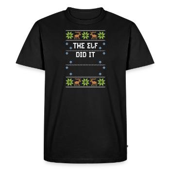 The Elf Did It - Ugly Christmas - Men's Premium Organic T-Shirt - black - Front - Nico (187cm)
