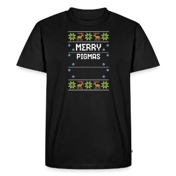 Joyeux Cochons - Noël moche - T-shirt Premium bio Homme - noir - Devant - Nico (187cm)