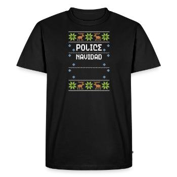 Police Navidad - Ugly Christmas - Men's Premium Organic T-Shirt - black - Front - Nico (187cm)