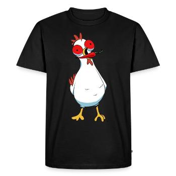 Pepperoni Chili Poulet Volaille Piquante Volaille Épicée - T-shirt Premium bio Homme - noir - Devant - Nico (187cm)