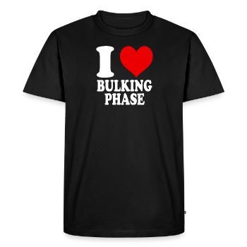 I Love Bulking Phase Heart Funny Witty - Men's Premium Organic T-Shirt - black - Front - Nico (187cm)