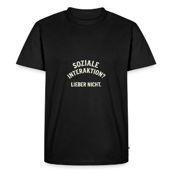 Interaction sociale – Non merci ! - T-shirt Premium bio Homme - noir - Devant - Nico (187cm)